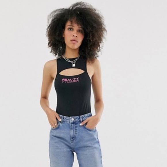 ASOS DESIGN body with reflective print and cutout - Picture 1 of 4